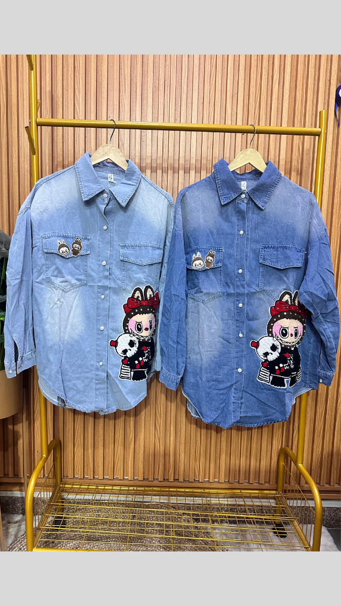 Labubu Printed Denim Shirt FC1837