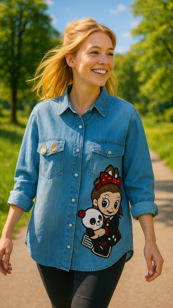 Labubu Printed Denim Shirt FC1837
