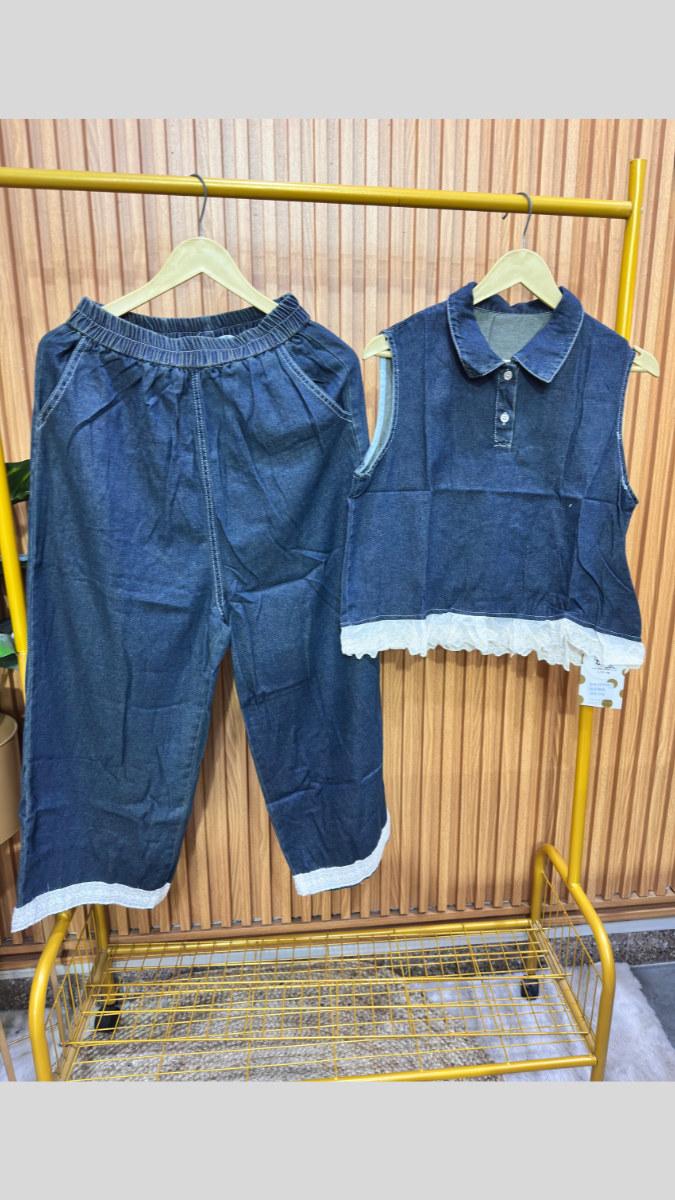 Lace Bordered Denim Coord Set FC1819