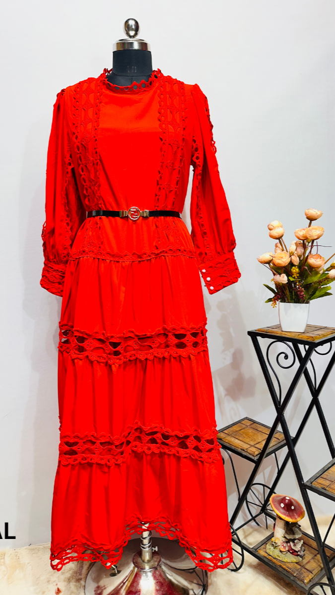 Lace Tiered Midi Dress