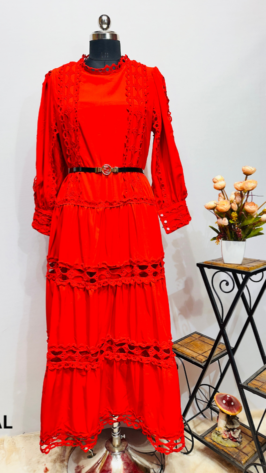 Lace Tiered Midi Dress