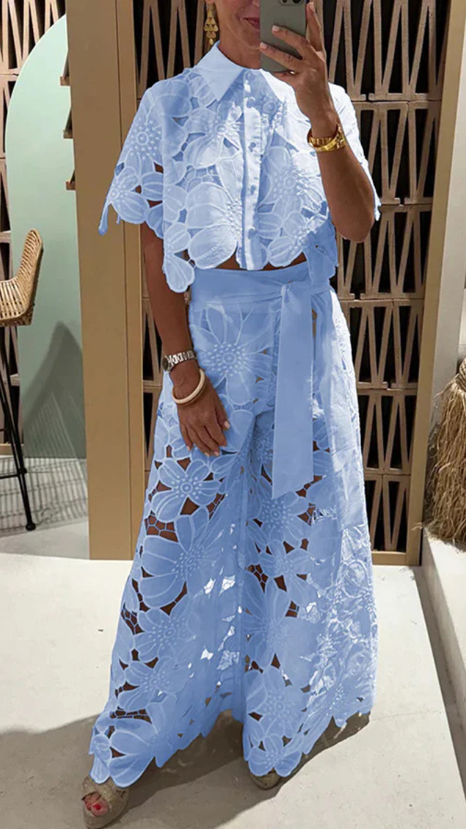 Lace Two Piece Trouser Coord Set FC1912