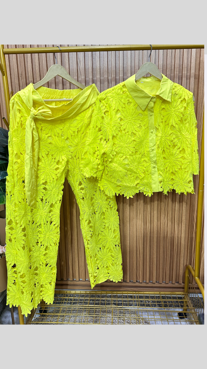 Lace Two Piece Trouser Coord Set FC1912