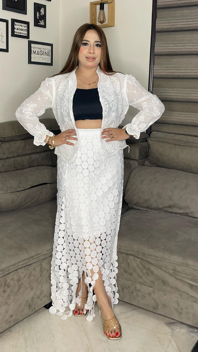 Laser Cut A-line Skirts With Tassels FC1836