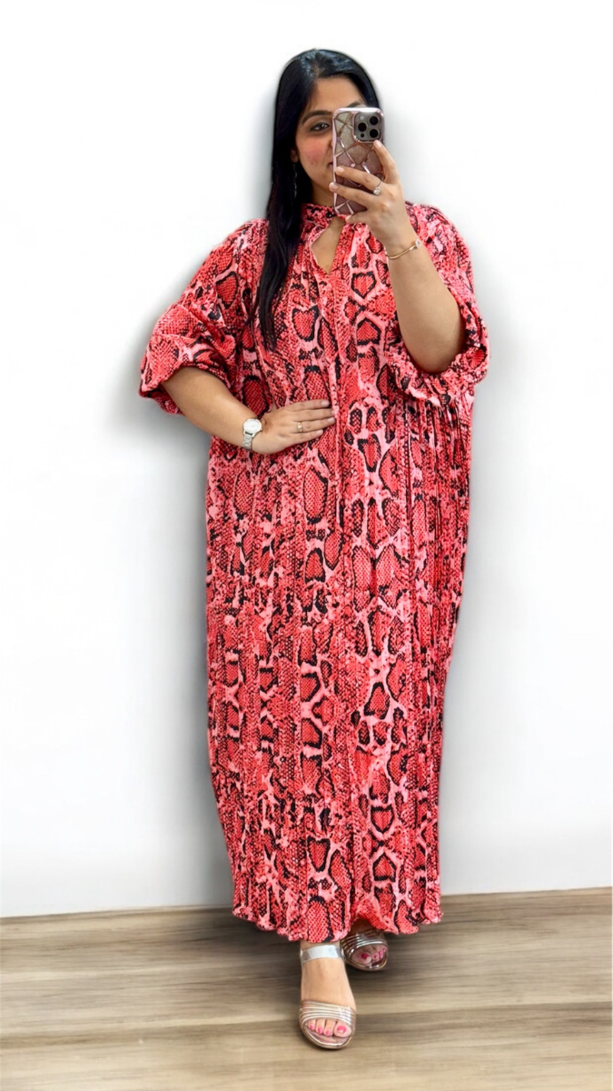 Leopard Print Balloon Sleeve Maxi Dress FC1899