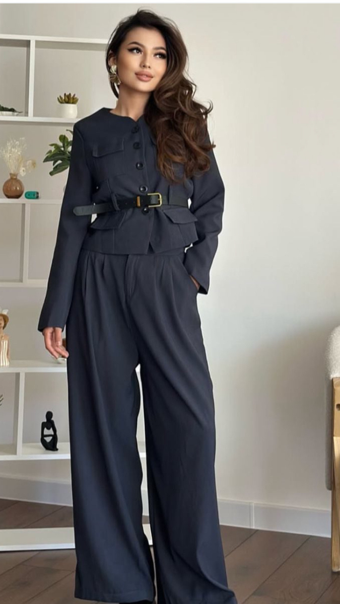 Long Belted Shirt With Pant Coord Set FC1933