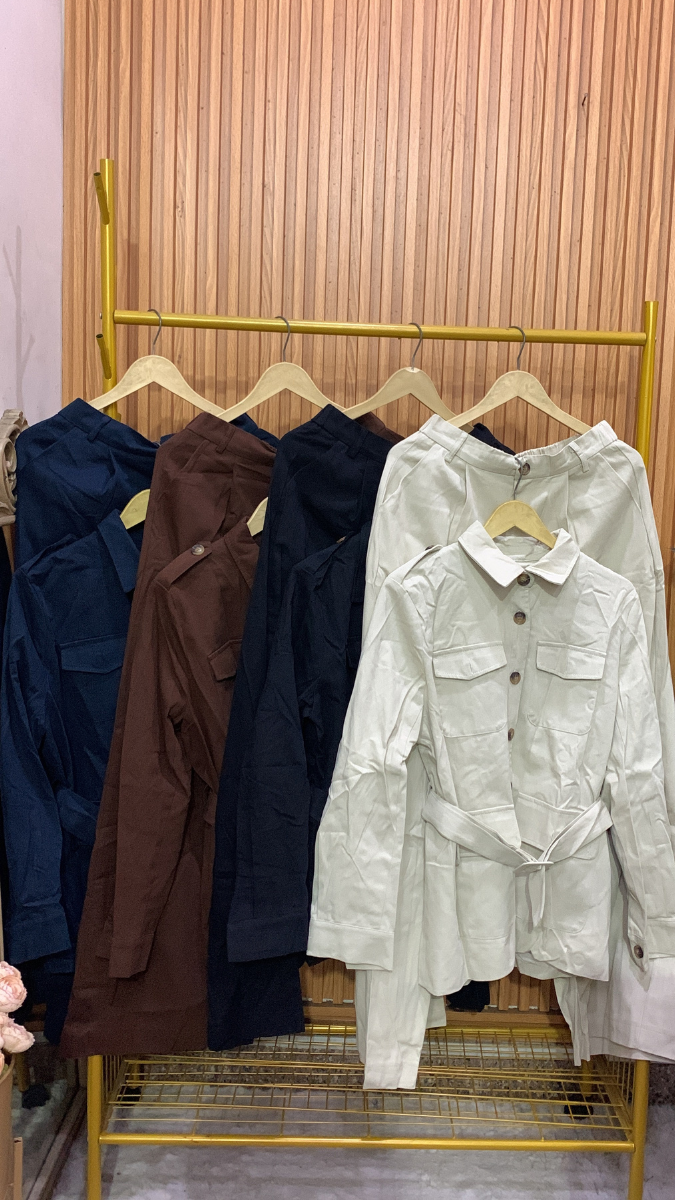 Long Belted Shirt With Pant Coord Set FC1933