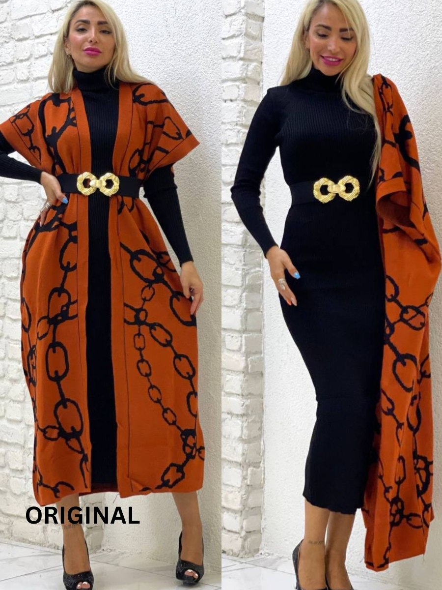 Long Shrug Belted Winter Dress FC1510