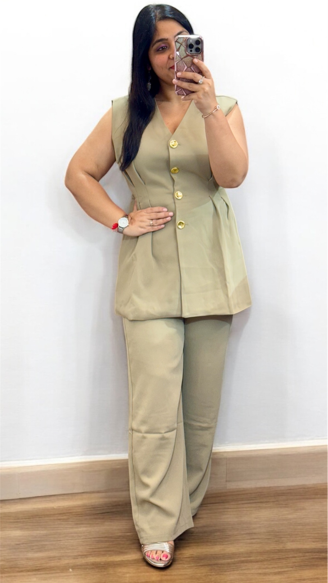 Long Waistcoat And Trouser Coord Set FC1895