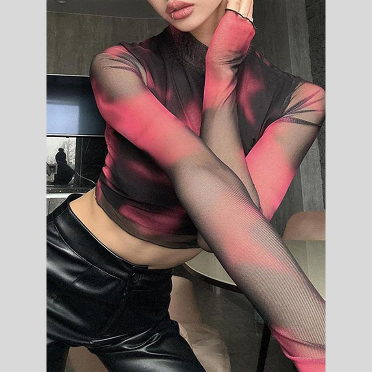 Mesh Tie-Dye Crop Top