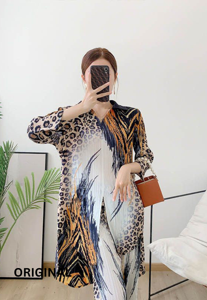 Fc Miyake Pleated Leopard Two-Piece Set