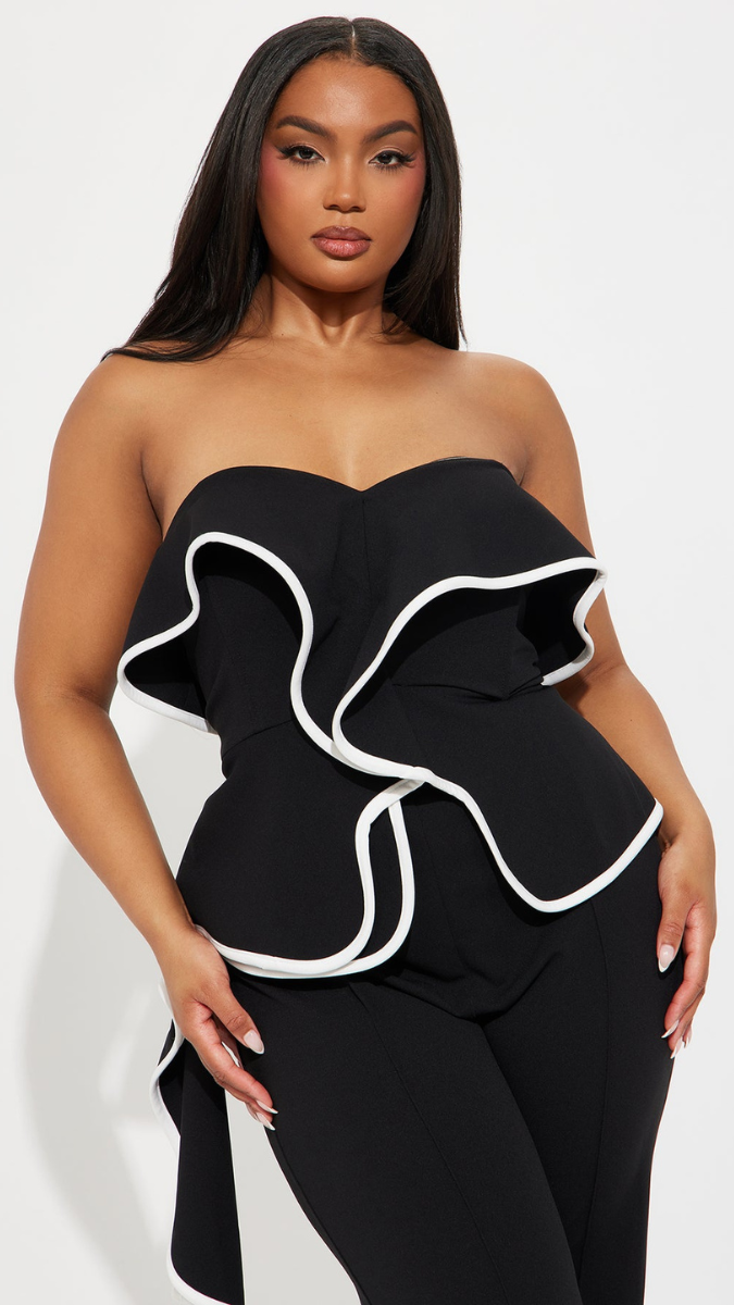 Off Shoulder White Border Jumpsuit FC1933