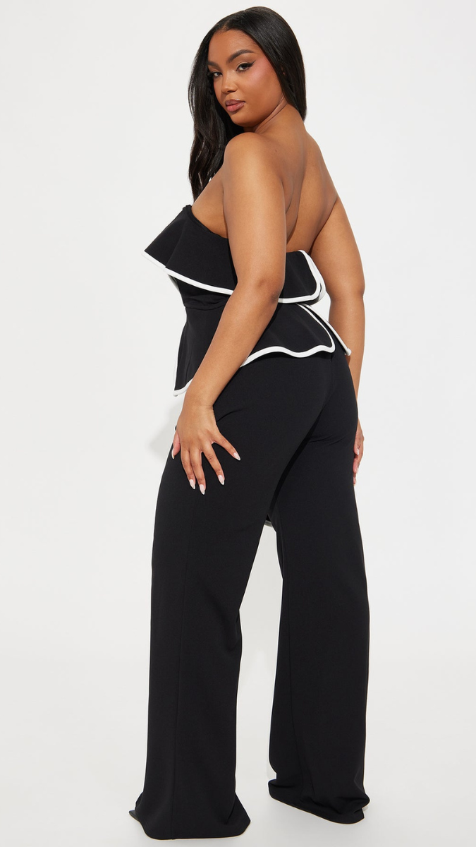 Off Shoulder White Border Jumpsuit FC1933