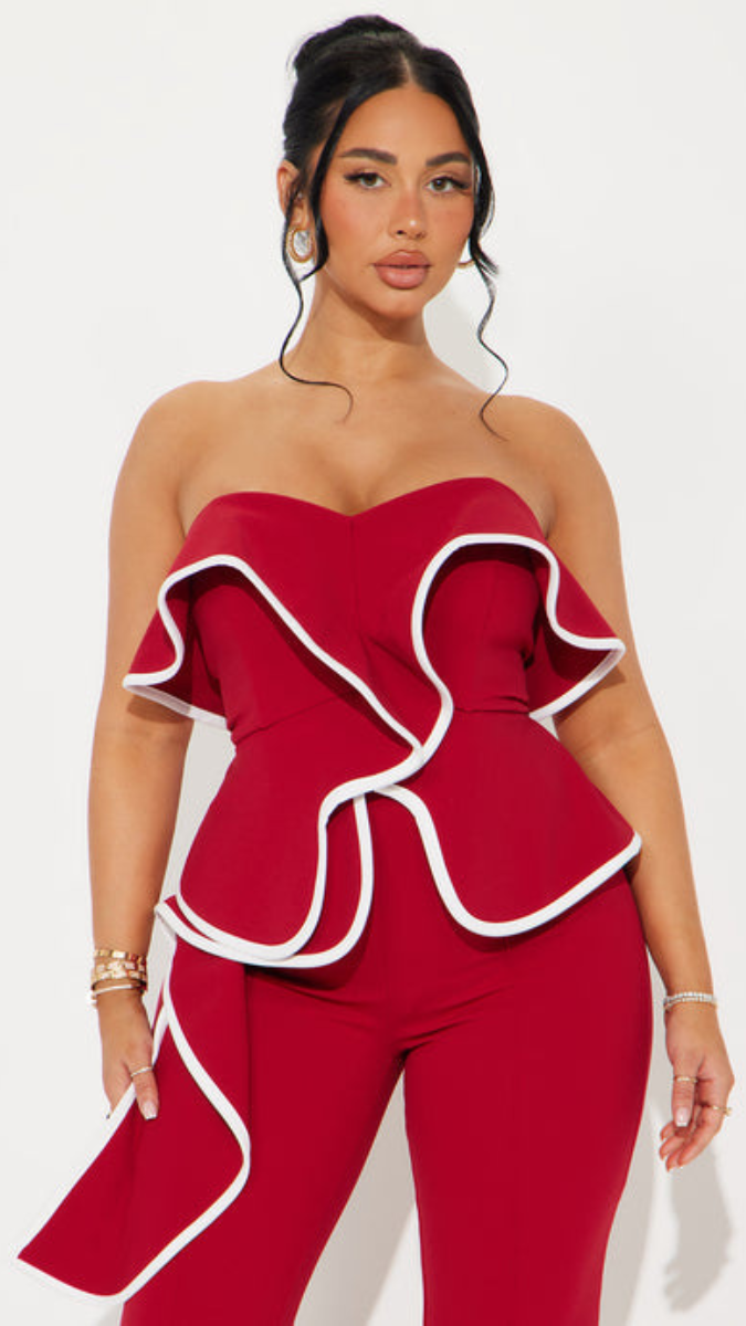 Off Shoulder White Border Jumpsuit FC1933