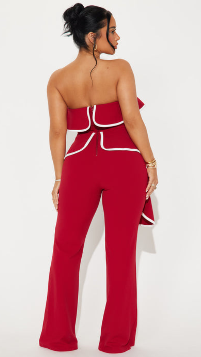 Off Shoulder White Border Jumpsuit FC1933