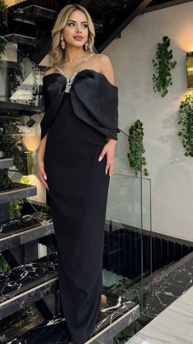 Off Shoulder With Stone Neckline Dress FC1580