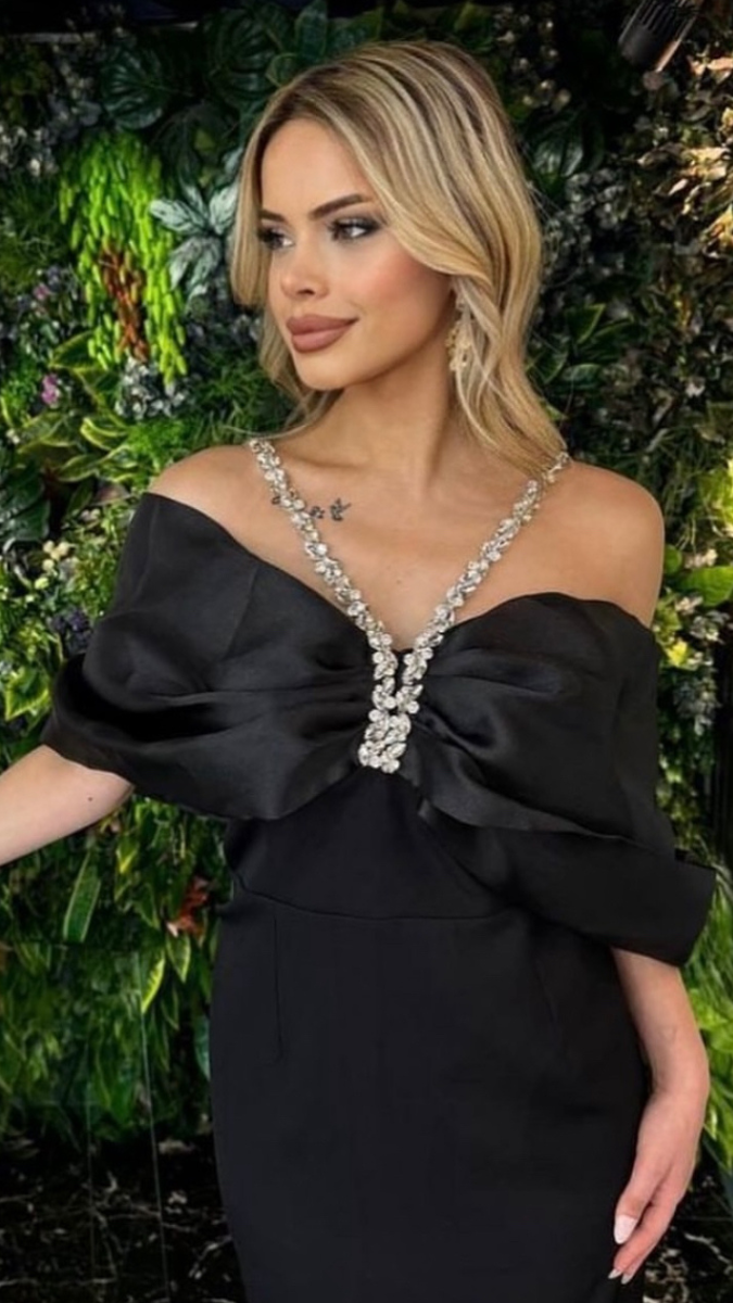 Off Shoulder With Stone Neckline Dress FC1580
