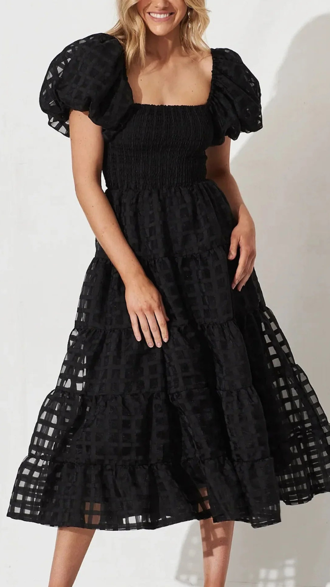 Off Shoulder Short Puffed Sleeves Dress FC1891