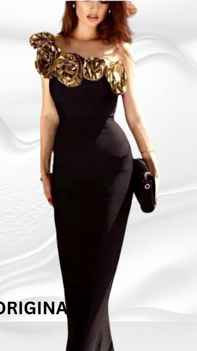 One Shoulder 3D Flower Dress FC1559