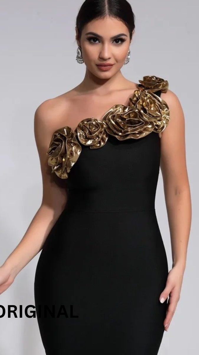 One Shoulder 3D Flower Dress FC1559