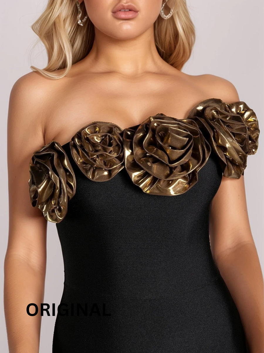 One Shoulder 3D Flower Dress FC1559