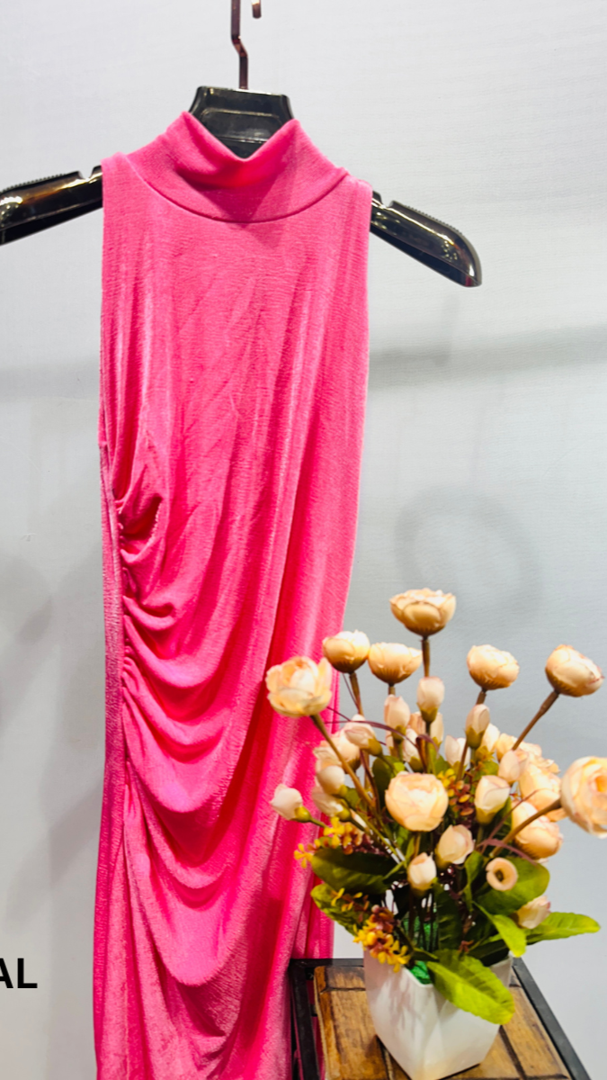 One Side Pleated Tulle Dress