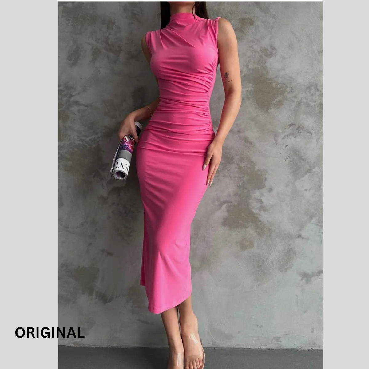 One Side Pleated Tulle Dress