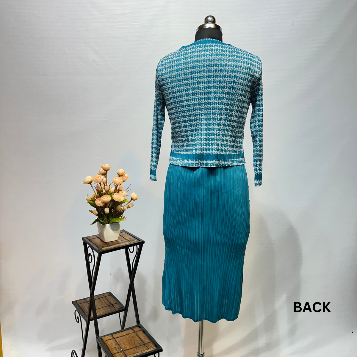 PLEATED DRES WITH SHRUG