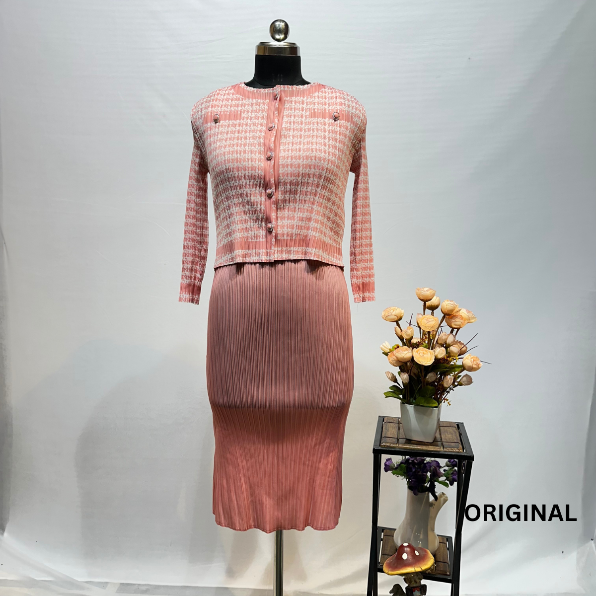 PLEATED DRES WITH SHRUG