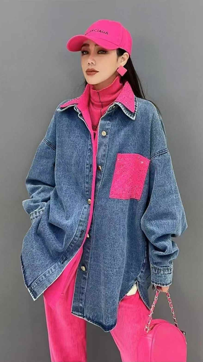 Patchwork Loose Denim Shirt FC1904