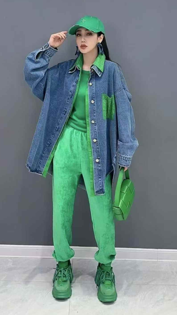 Patchwork Loose Denim Shirt FC1904