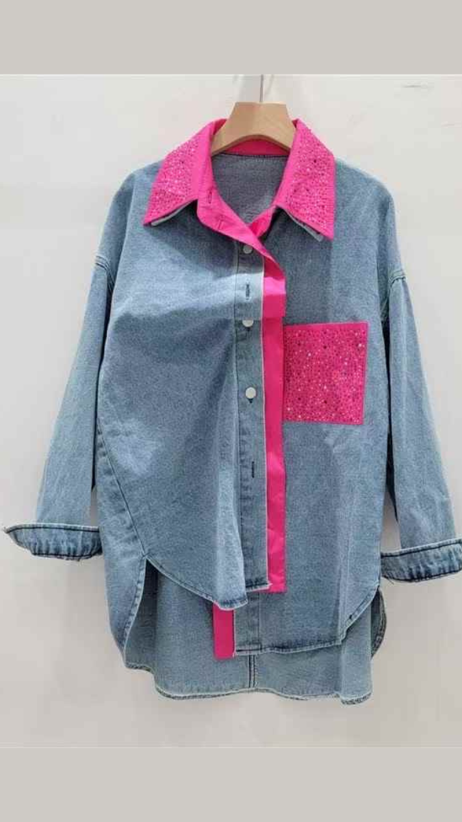 Patchwork Loose Denim Shirt FC1904