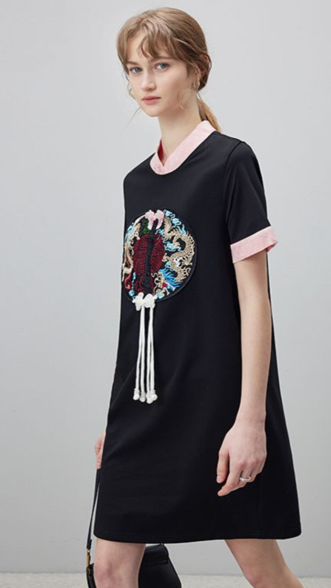 FC Pearl Detail Contrast Cuff Dress