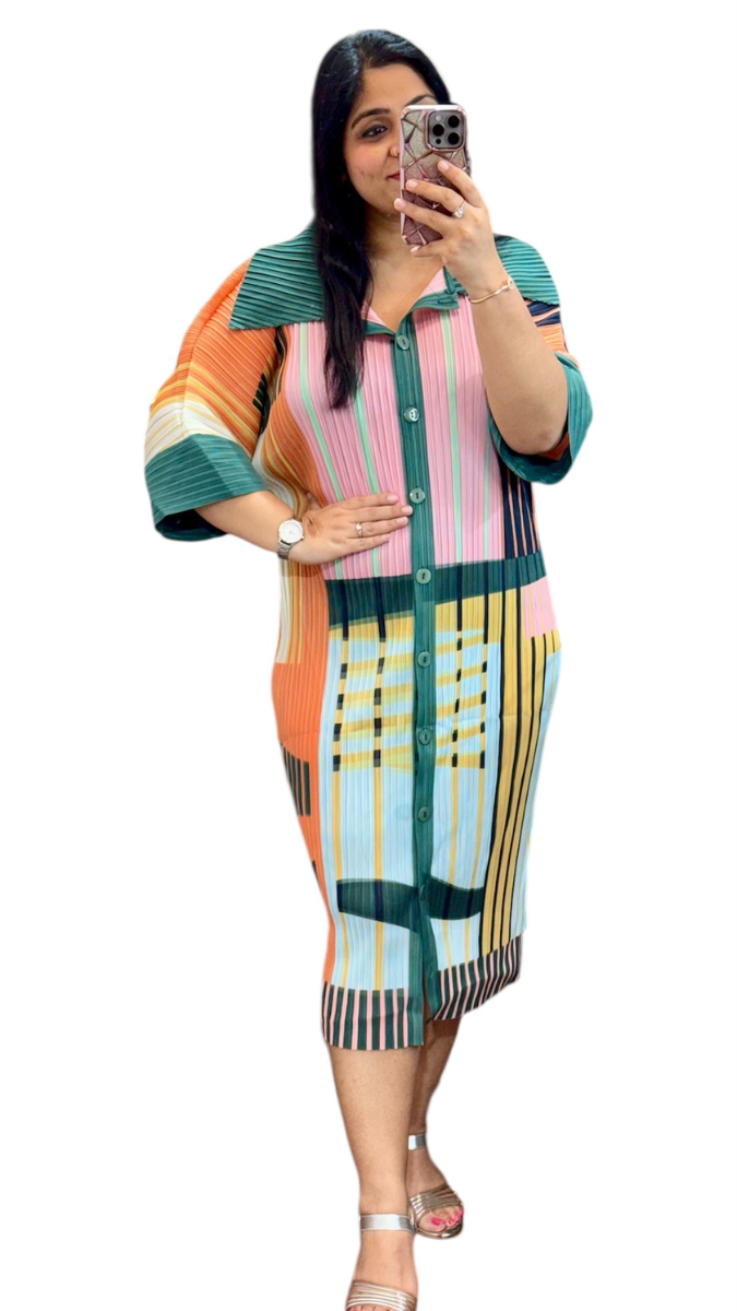 Pleaded Printed Midi Dress FC1905
