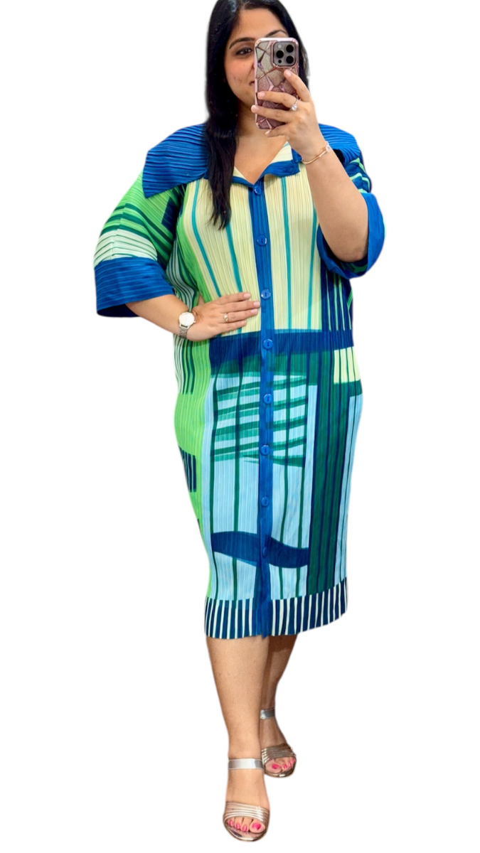 Pleaded Printed Midi Dress FC1905