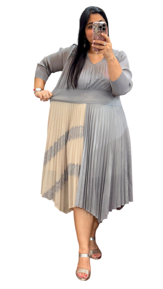 Pleaded Zig Zag Border Dress FC1901