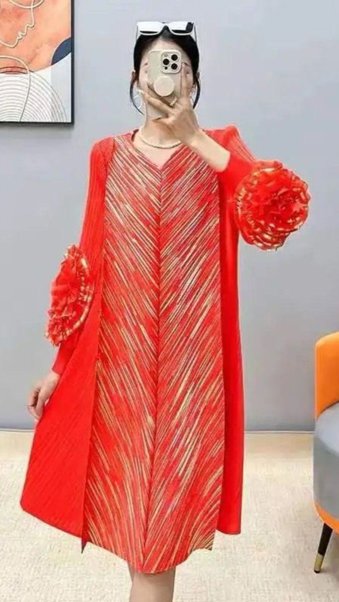 Pleated plus size dress