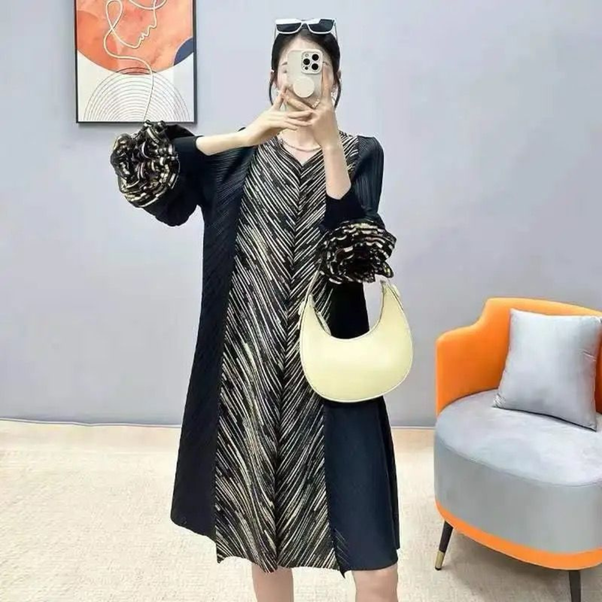 Pleated plus size dress