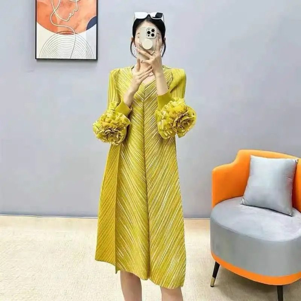 Pleated plus size dress