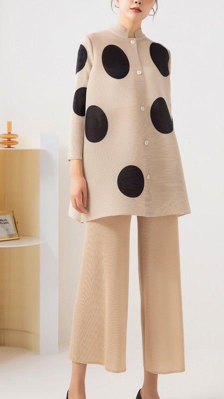 Polka Dot Pleated Co ord Set