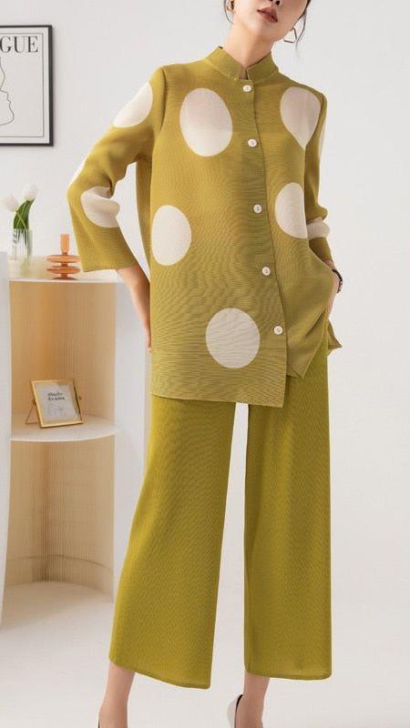 Polka Dot Pleated Co ord Set