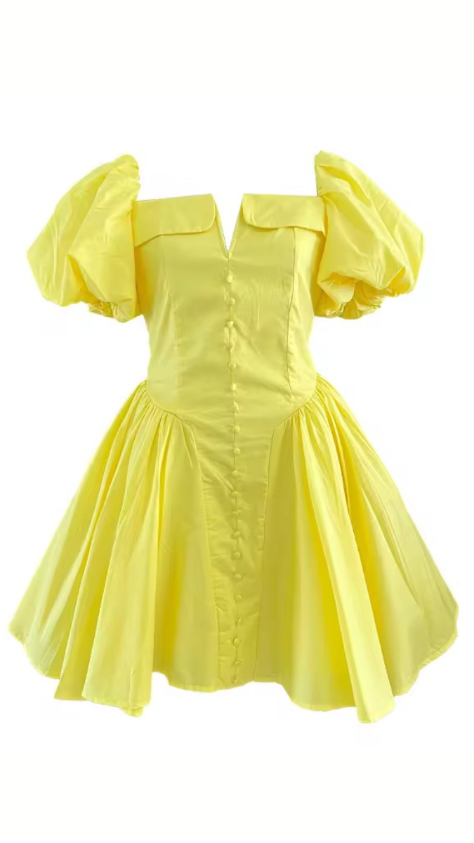 Princess Balloon Sleeve Short Dress FC1777