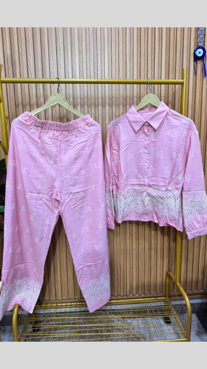 Printed Shirt Wide Ankle Pant Coord Set FC1871