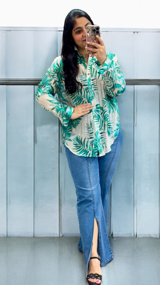Printed Shirt With Glitter Lines FC1937