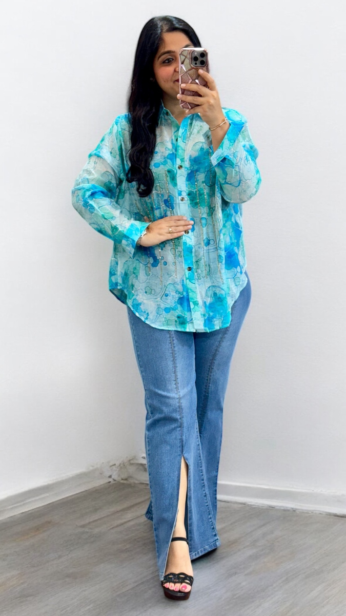 Printed Shirt With Glitter Lines FC1937