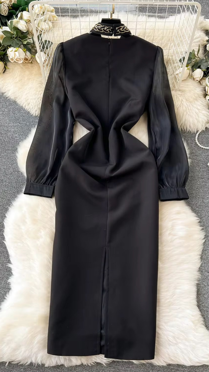 Puffed Sleeve High Neck Dress FC1761