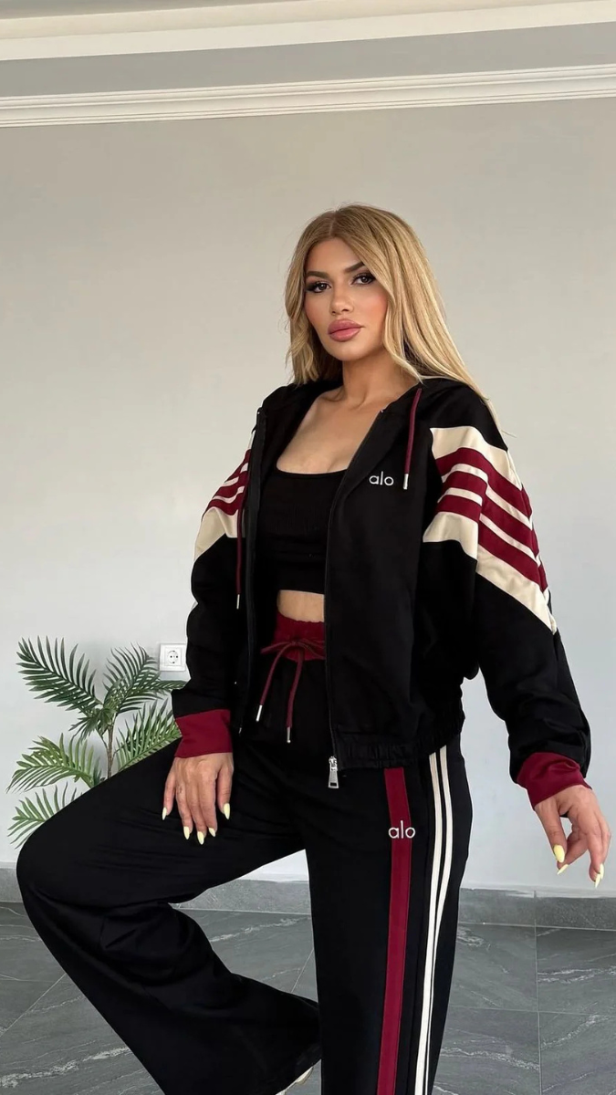 Red And White Striped Jacket And Pant Coord Set FC1923