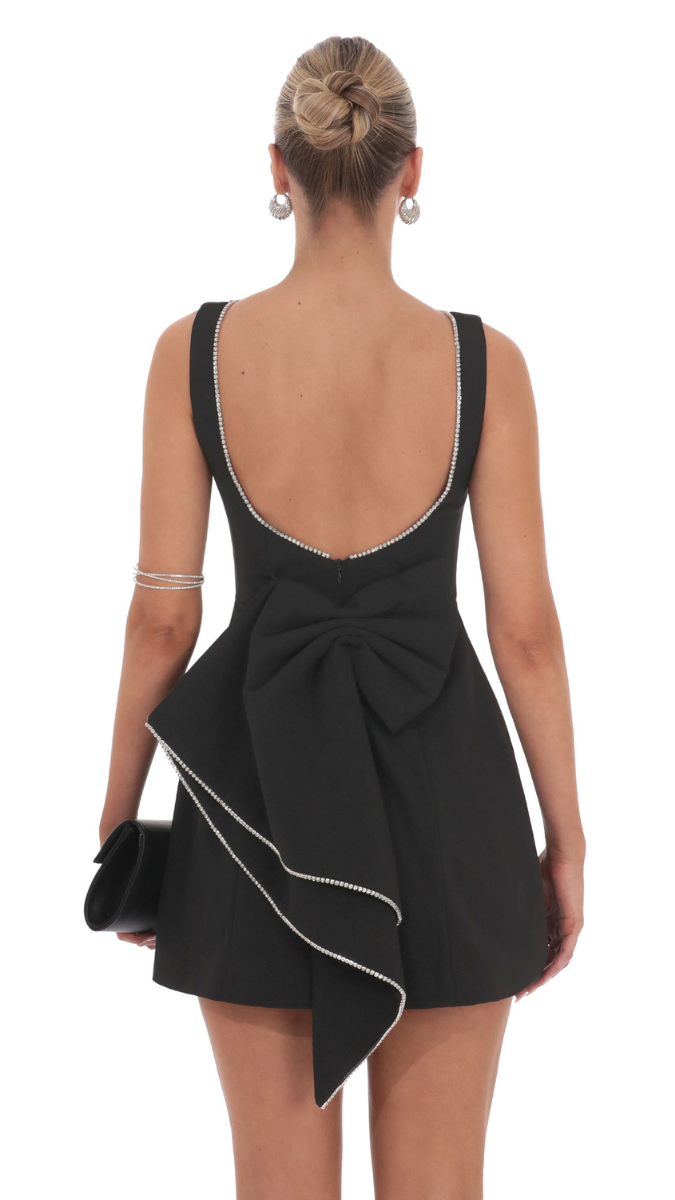 Rhinestone Backless Dress with Big Bow FC1871