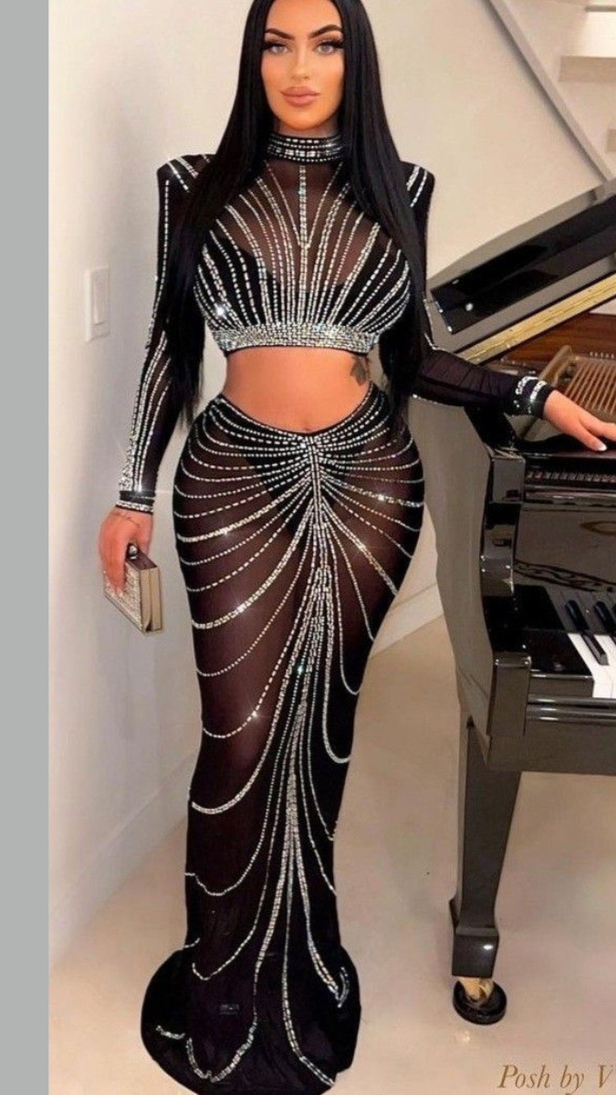 FC Rhinestone Bodycon Two Piece Fashion Cloud FC Rhinestone Bodycon Two Piece Fashion Cloud