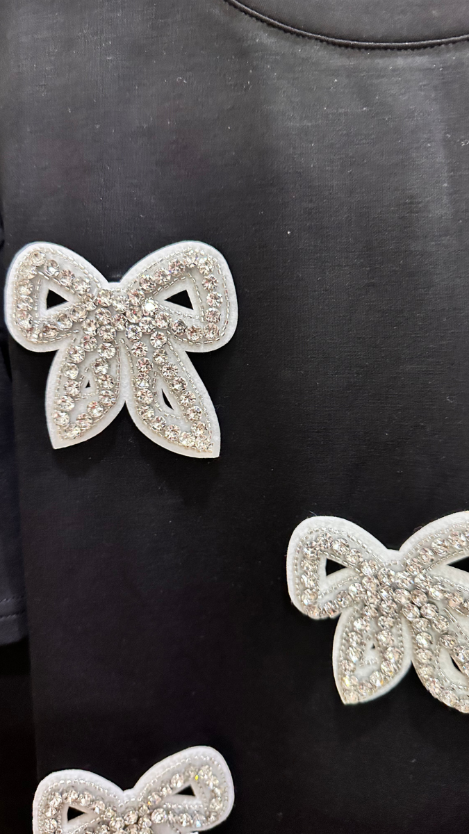 Rhinestone Bow Embedded Mini Dress FC1922